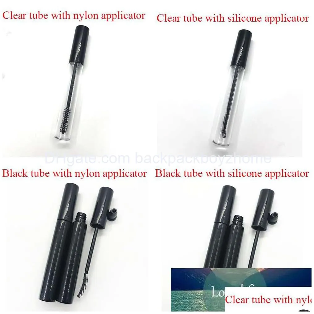 100pcs packing bottles clear black 10ml empty mascara tube container with silicone tip factory price expert design quality latest style original status