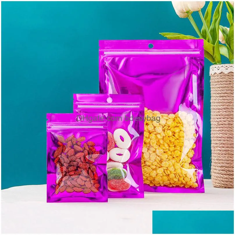 11 size plastic flat bag cosmetic packaging self sealing gift bag clear holographic jewelry aluminum foil food storage bags lx4291
