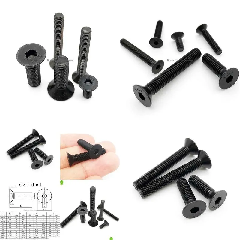 Tool Parts New M1.6 M2 M2.5 M3 M4 M5 M6 M8 Black Grade 10.9 Steel Din7991 Hexagon Hex Socket Head Flat Countersunk Allen Bolt Drop Del Dhf0A