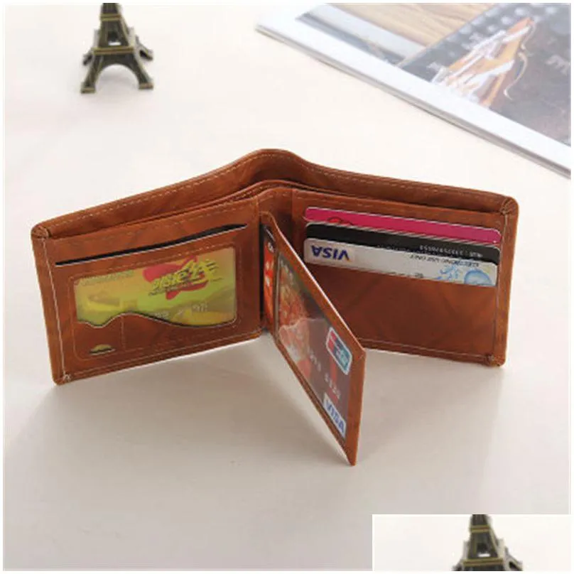 Retro Men Wallets Dollar Pattern Wallet Credit Card Mti-Pocket Purse Pu Leather Money Clip Surprise Gift Party Supplies Drop Delivery Dh5A1