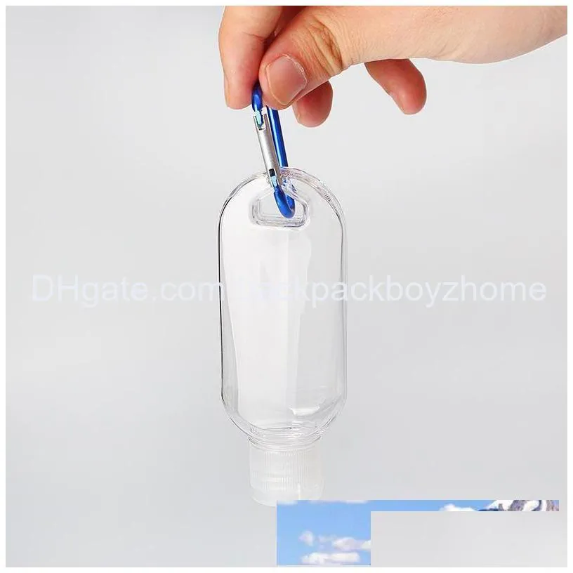 50ml empty hand sanitizer bottles alcohol refillable bottle with key ring hook outdoor portable clear transparent gel bottle eea1548