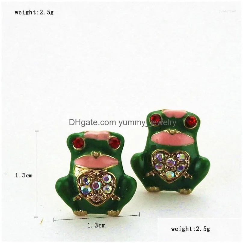 Stud Stud Earrings Cute Green Little Frog Crystal Womens Fashion Creativity Funny Zircon Jewelry Gifts Personality Accessories Drop De Dh7Cn