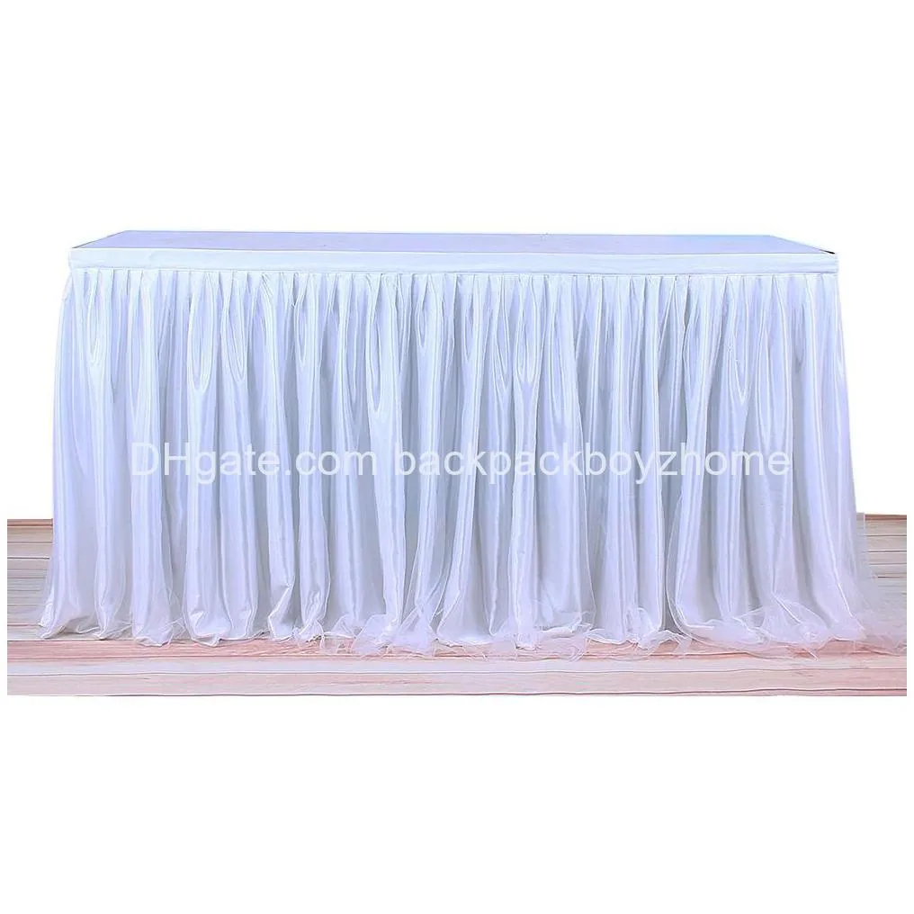 2018 new tulle tutu table skirt tableware cloth for party wedding banquet home decoration wedding table skirting 3 colors