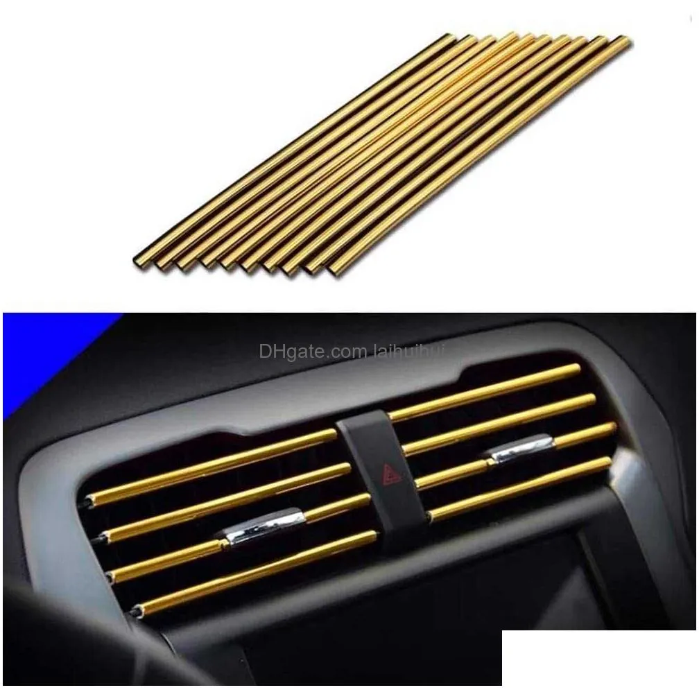  10 pcs 20cm car air conditioner vent outlet trim strips u shape chrome pvc colorful shiny car trim strips for car decoration