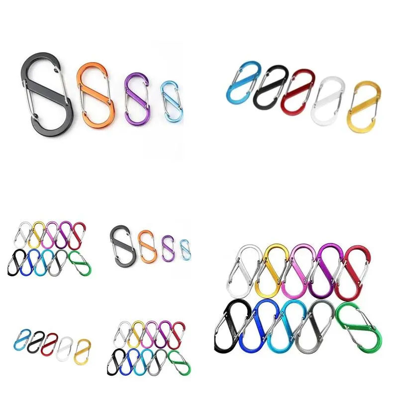 51x23mm Large Keychain Multifunctional Key Ring Outdoor Tools Camping S-type Buckle 8 Characters Quickdraw Carabiner June21