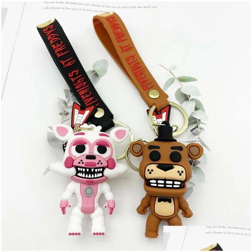 3D Figure Keychains Cartoon Soft Rubber Pvc Halloween Horror Toy Bear Drop Delivery Dhsxb