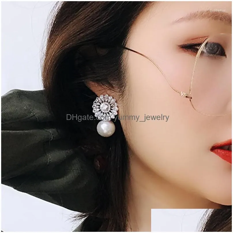 Stud Stud Earrings 925 Sterling Sier Cute Ctystal Pearl Designer For Women Girls Trendy 2023 Luxury Jewelry Wholesale Drop Delivery Je Dh56D