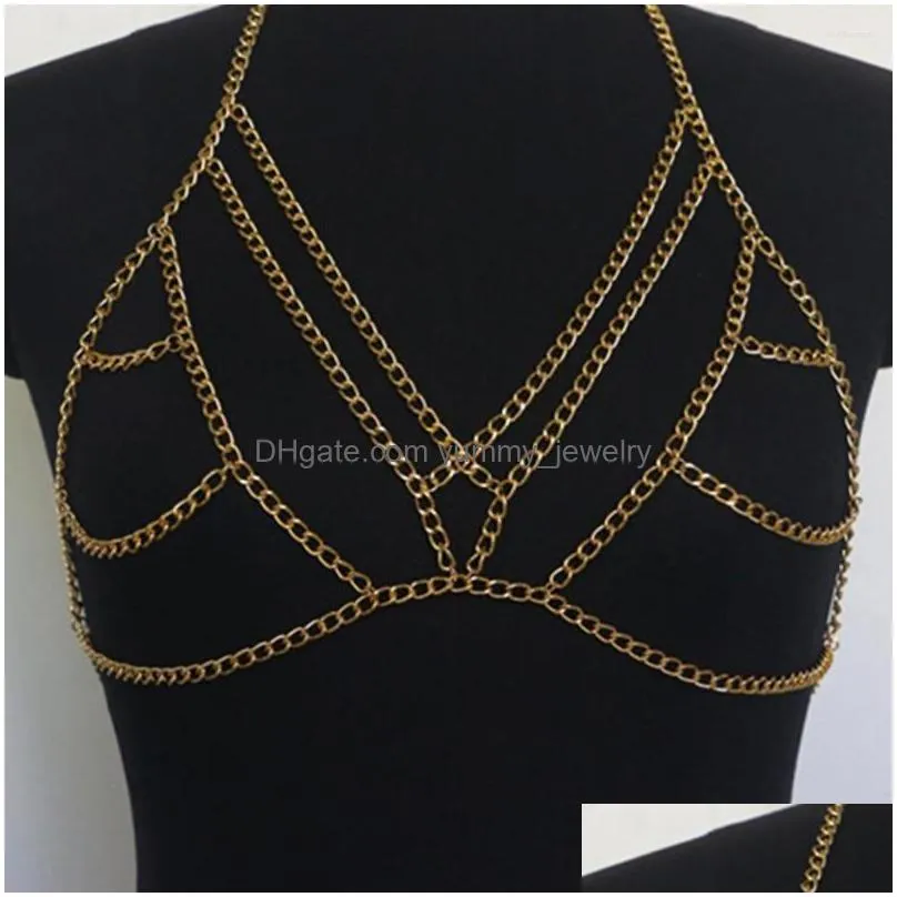 Anklets Anklets Women Stylish Bra Vest Halterneck Chest Chain Cross Style Charming For Dancing Drop Delivery Jewelry Dh7J4