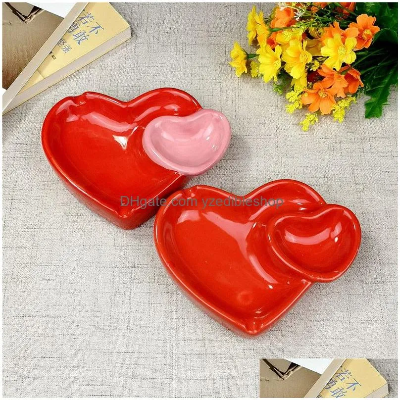 red heart creative porcelain ashtray fashion trend household merchandises desk cleaning household items 20220531 d3