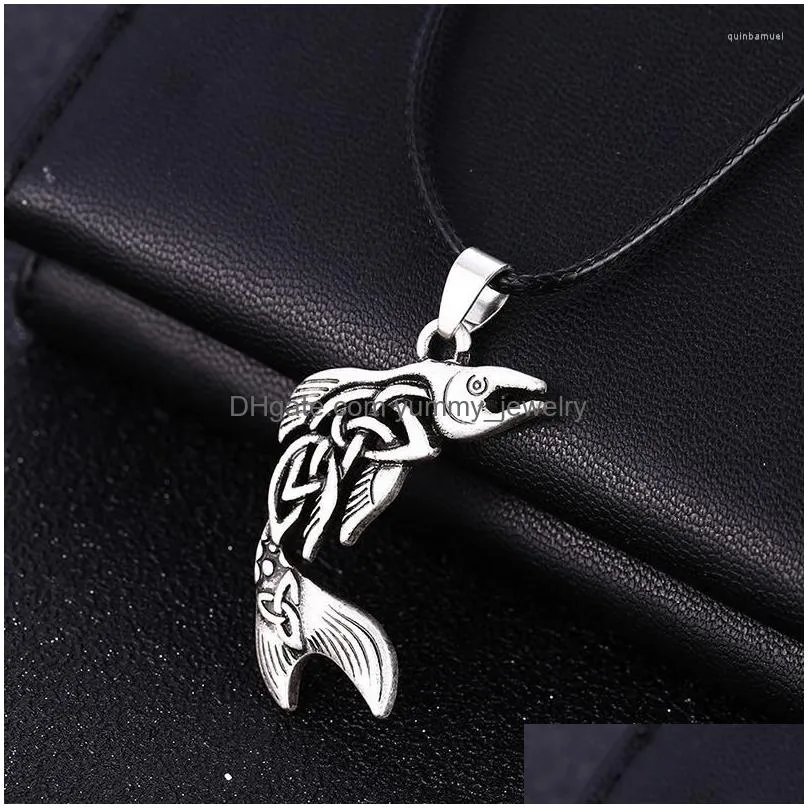 Pendant Necklaces Pendant Necklaces Retro Rune Crow Necklace Mens Animal Accessories Party Jewelry Gift Drop Delivery Jewelry Necklace Dhh4Q