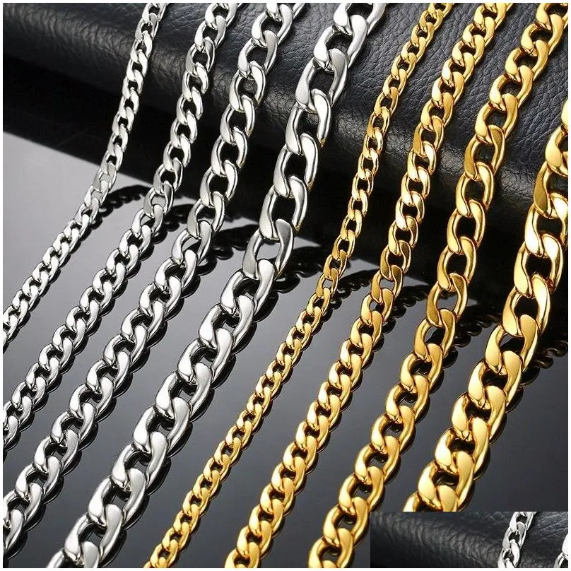 Chains Stainless Steel Solid Choker Goldplated Cuba Link Chain Necklace Fashion Male Jewelry Hip Hop Accessories6751788 Drop Delivery Dhqcg