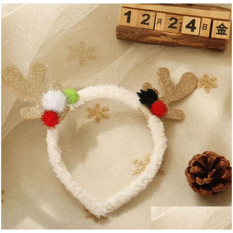 Christmas Plush Hair Band Hairpin Elk Headband Deer Glitter Headwear Xmas Gift Party Decoration Drop Delivery Dh1Jf