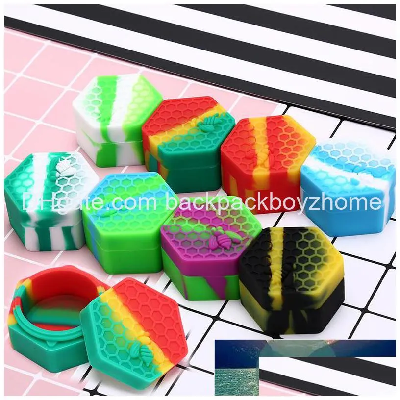 1pc 3 styles 5ml/26ml/35ml silicone container big hexagon jar for oil wax dab cigarette cream easy to hold and carry random sent