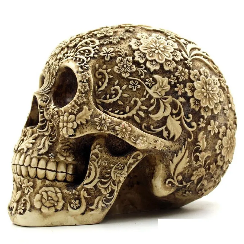 BUF Modern Resin Statue Retro Decor Home Decoration Ornaments Creative Art Carving Sculptures Skull Model Halloween Gifts 220624