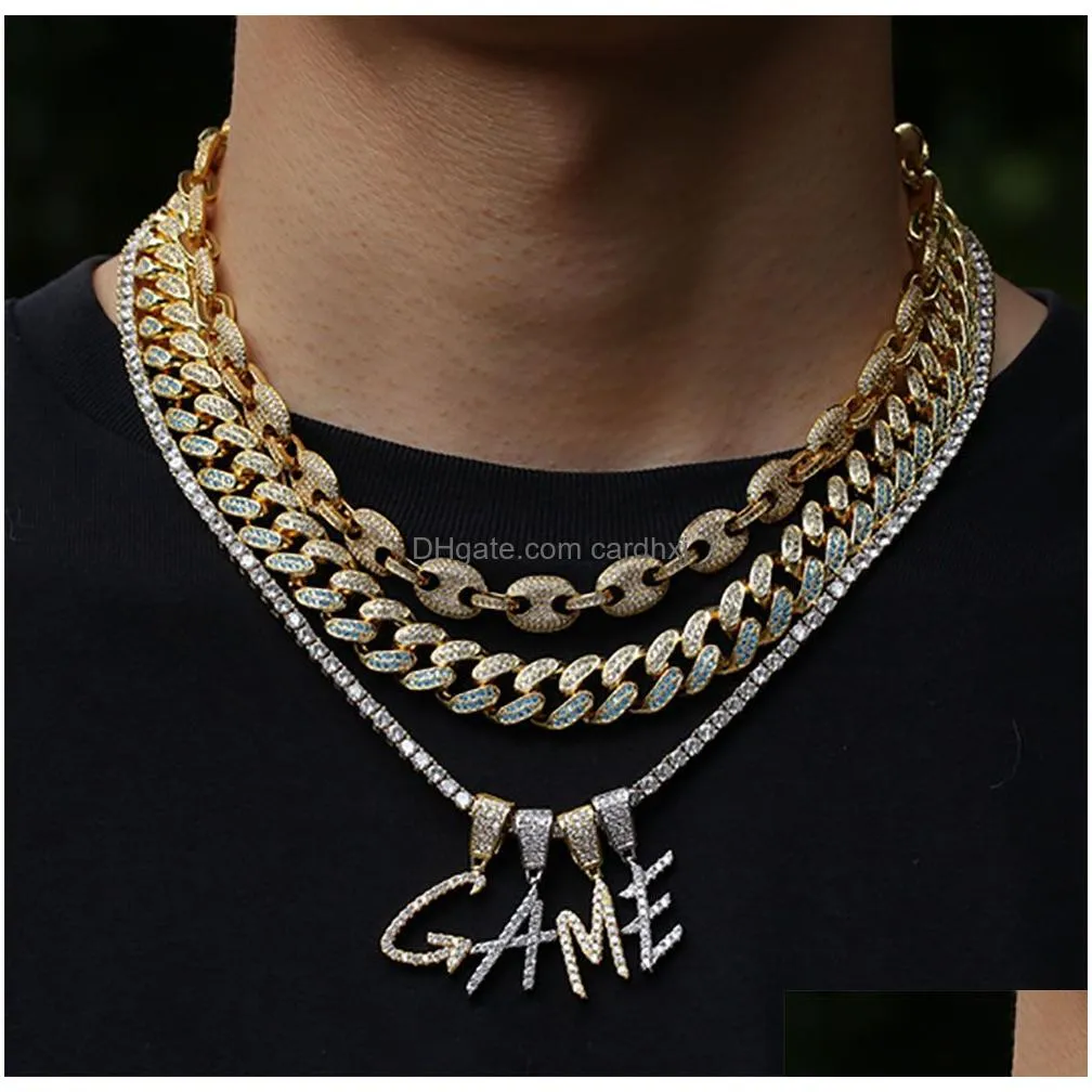 Pendant Necklaces Gold Sier Az Letters Pendant Necklaces Whos Initial Micro Letter Charm For Men Women With 24Inch Rope Chain2891677 D Dhig1