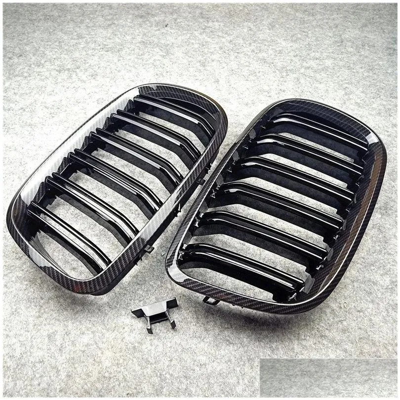 car front bumper air intake kidney grille for bmw x5 x6 e70 e71 abs double slat mesh grilles 2007-2013