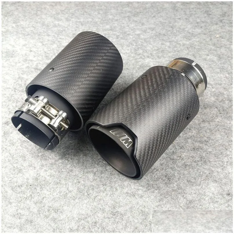 inlet 63mm full matte black m performance carbon exhaust muffler tips auto car tail pipes 1pcs