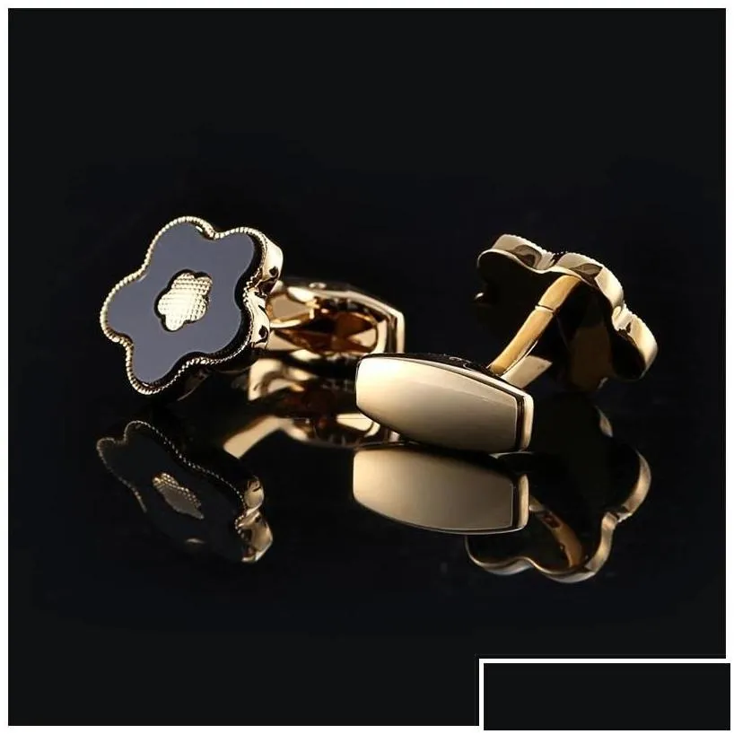 Cuff Links Cuff Links Gold Flower French Shirt Cufflinks Jewelry Cufflink For Mens Brand Fashion Link Wedding Groom Button 923 D3 Drop Dhj73