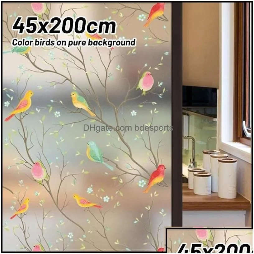 other home decor garden colorf bird window film static privacy uv blocking heat glass for adhesive stickers drop delivery 2021 f4dpi