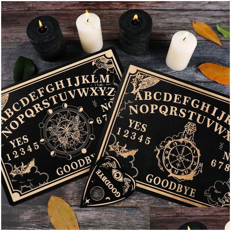 12inch Wooden Divination Engraved Magic Ouija Metaphysical Message Witchs Pendulum Board Kit 220816