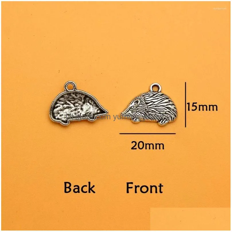 Charms Charms 20Pcs/Lots 14X20Mm Antique Sier Plated Animals Hedgehog Pendant For Diy Keychain Jewelry Making Supplies Accessories Dro Dheud