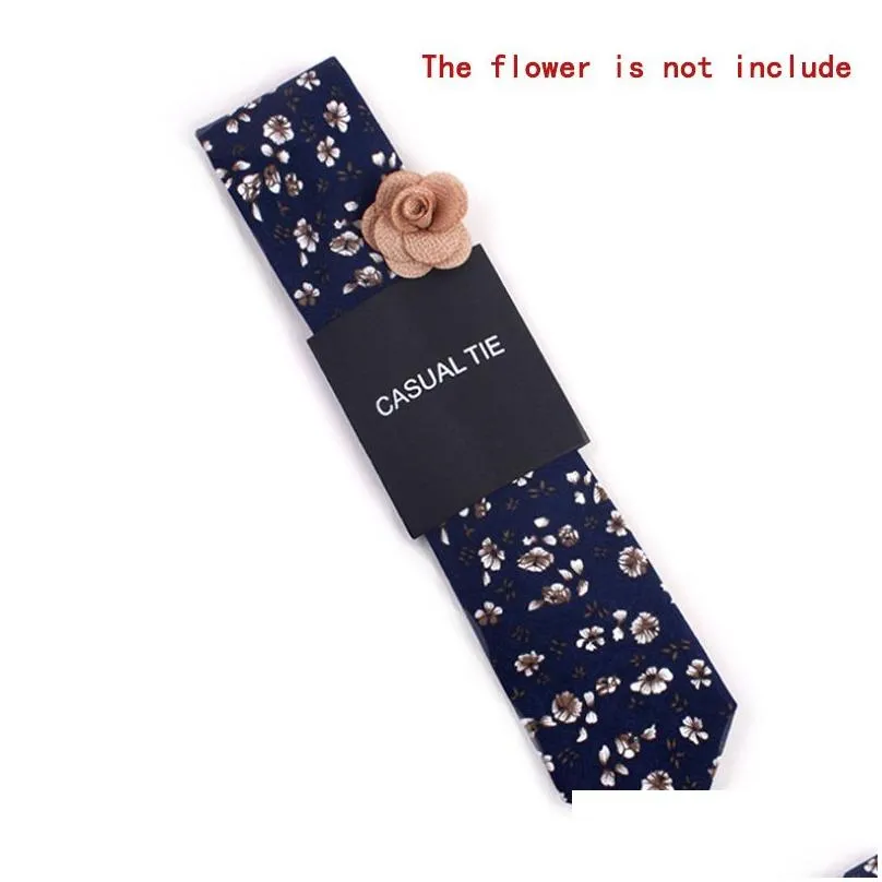 Neck Ties New Fashion Men Floral Print Tie Suit Skinny Ties Slim Cotton Neck Necktie For Wedding Christmas Drop Delivery Fashion Acces Dhtkq