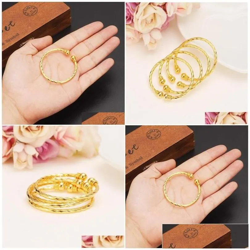 Bangle Bangle Small Lovely Gold Dubai Africa Arab Jewelry Charm Girls India Anklet Bracelet For Kids Baby Birthday Gift Drop Delivery Dhnok