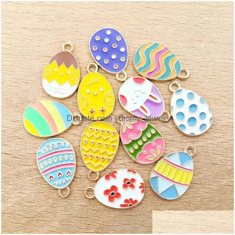 Charms Charms 10Pcs Colorf Cartoon Animal For Jewelry Making Dinosaur Easter Egg Pendants Diy Necklaces Earrings Drop Delivery Jewelry Dhyl0