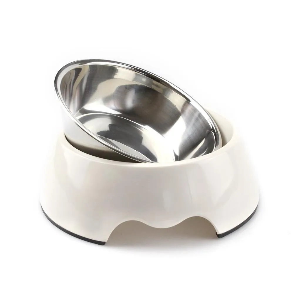 Dogs Cats Bowls Removable Stainless Steel Anti-Skid Round Melamine Stand Food Water Bowl for Small Medium Large dogs Y200917