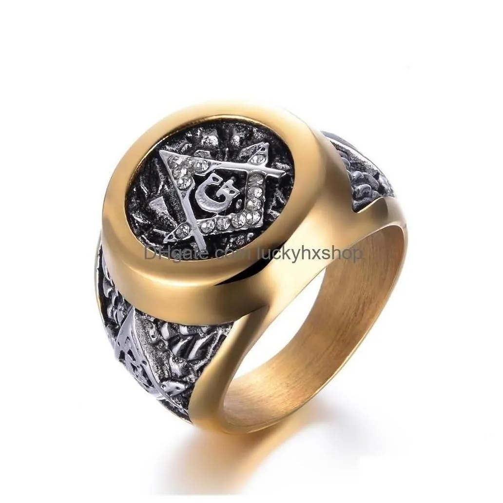 Band Rings Band Rings Eejart Stainless Steel Masonic Ring For Men Mason Symbol G Templar Masonry Drop Delivery Jewelry Dhxfa Del Jewel Dhtzm