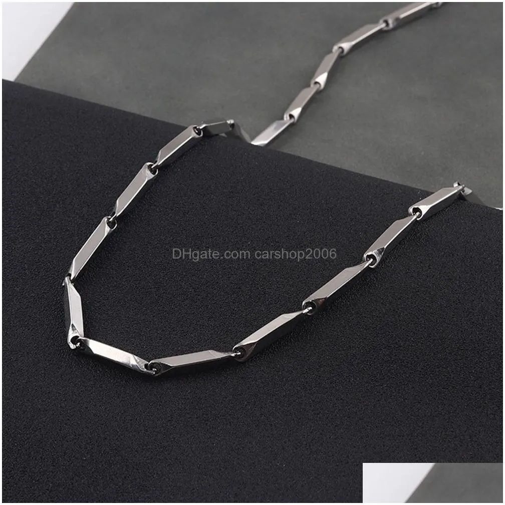 stainless steel silver rice shape chains necklace link chain jewelry for men and women jewelry accessories