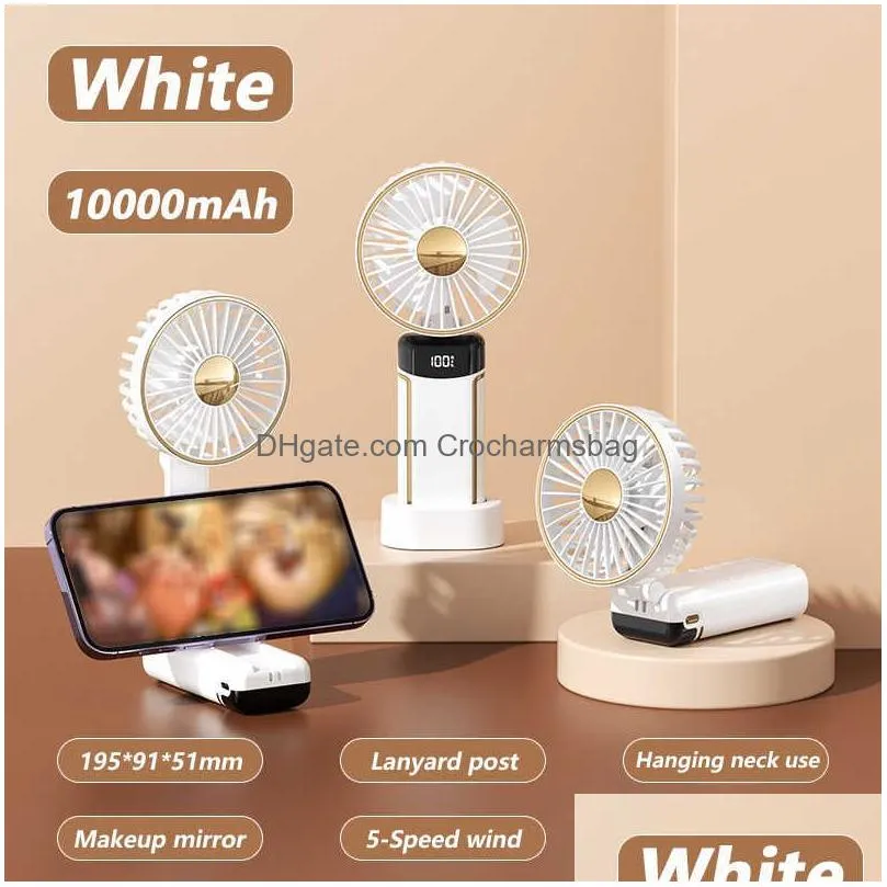 Other Home & Garden New 2022 Portable Hand-Held Fan Office Desktop Mtifunctional Folding Double-Headed Small Electric With A Neck Lany Dhh29