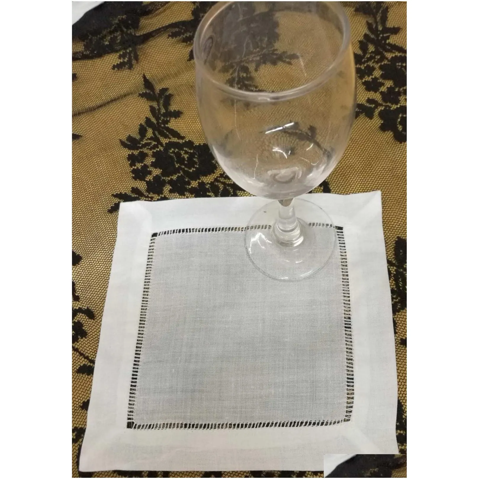 Table Napkin Home Textiles Table Napkin Newtablemat Wholesale 120Pcs/Lot 6X6Square Elegant White Linen Cocktail Napkins Is Dress Up An Dh6Xh