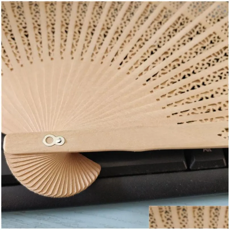 Party Favor Wood Hollow Out Folding Fan Girl Dance Performing Wooden Carving Hand Wedding Home Decorations Drop Delivery Dhhw6