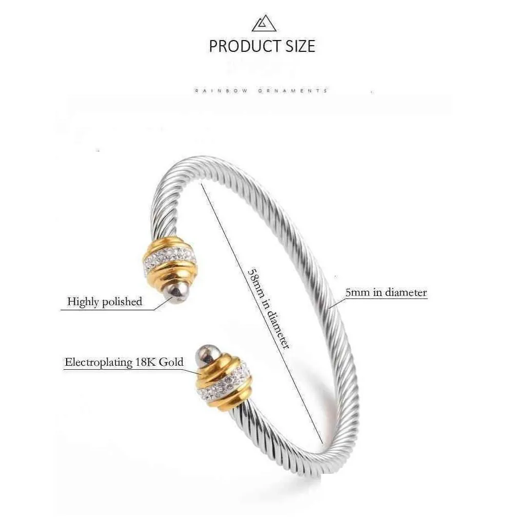 Bangle Bangle Necklace Dy Jewelrys Bracelet Sliver Mens Womens Platinum Pearl Head Fashion Versatile Twist Bracelets Jewelry Plated Tw Dh1Ok