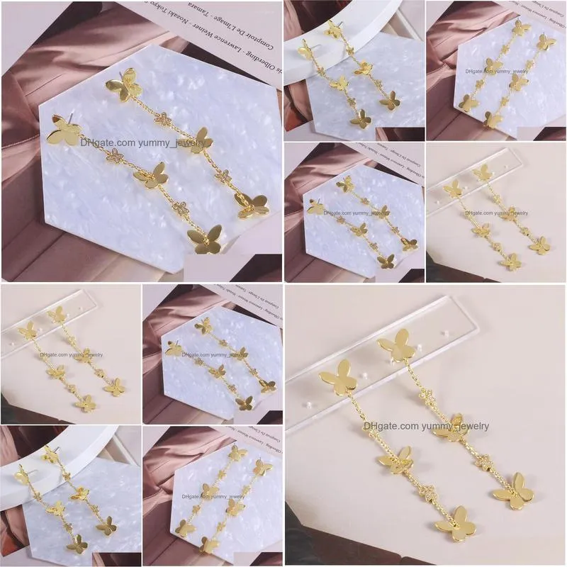Stud Stud Earrings European And American Jewelry Wholesale Smart Beautif Butterfly Elegant Long Tassel Drop Delivery Jewelry Earrings Dh5Lb