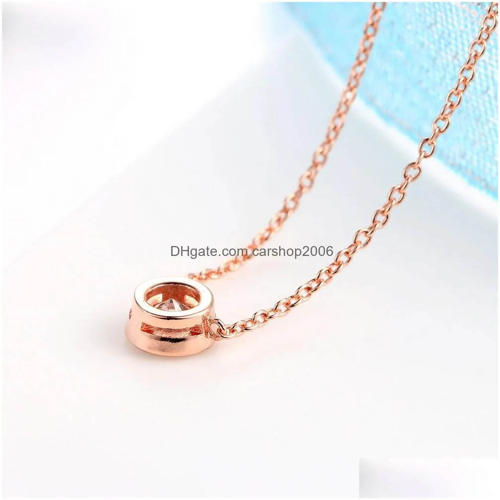 single diamond stone pendants necklace designer gold plated clavicle chain women gift jewelry