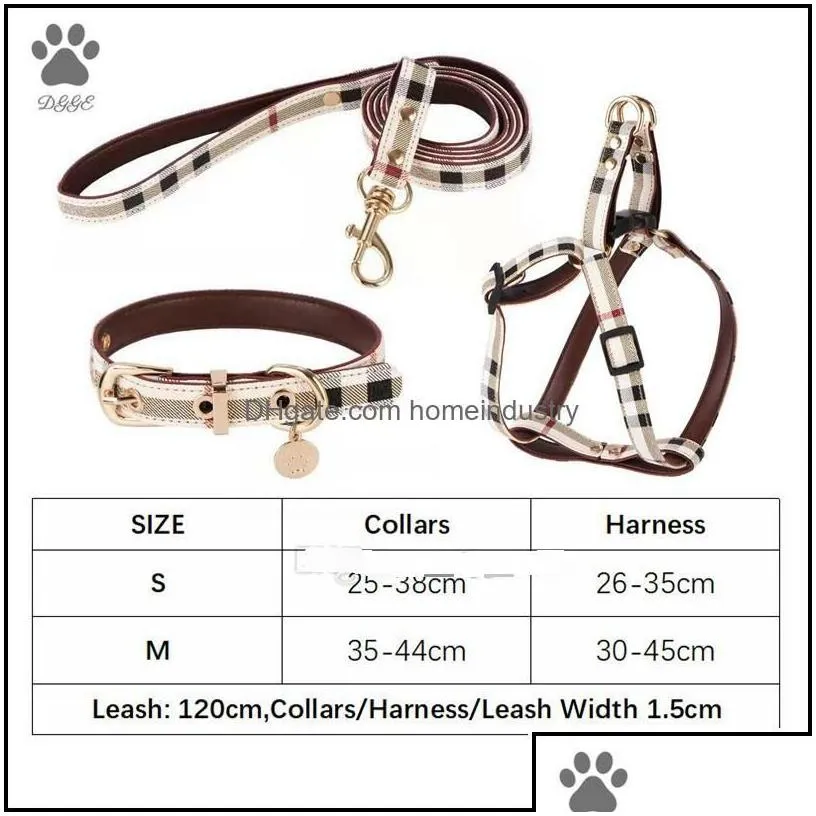 dog collars leashes step in harness designer dogs collar set classic plaid leather pet leash for small medium cat chihuahua bldog