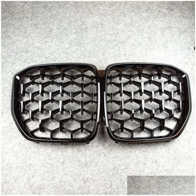 full black diamond car grille fits for bmw x5 g05 40i 2019-in abs material left connection right kidney grilles grill