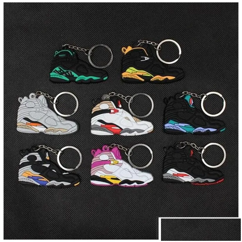 Keychains & Lanyards Keychains Lanyards Mini Sile Sneaker Keychain Woman Men Kids Key Ring Gift Designer Shoes Handbag Chain Basketbal Dhr79