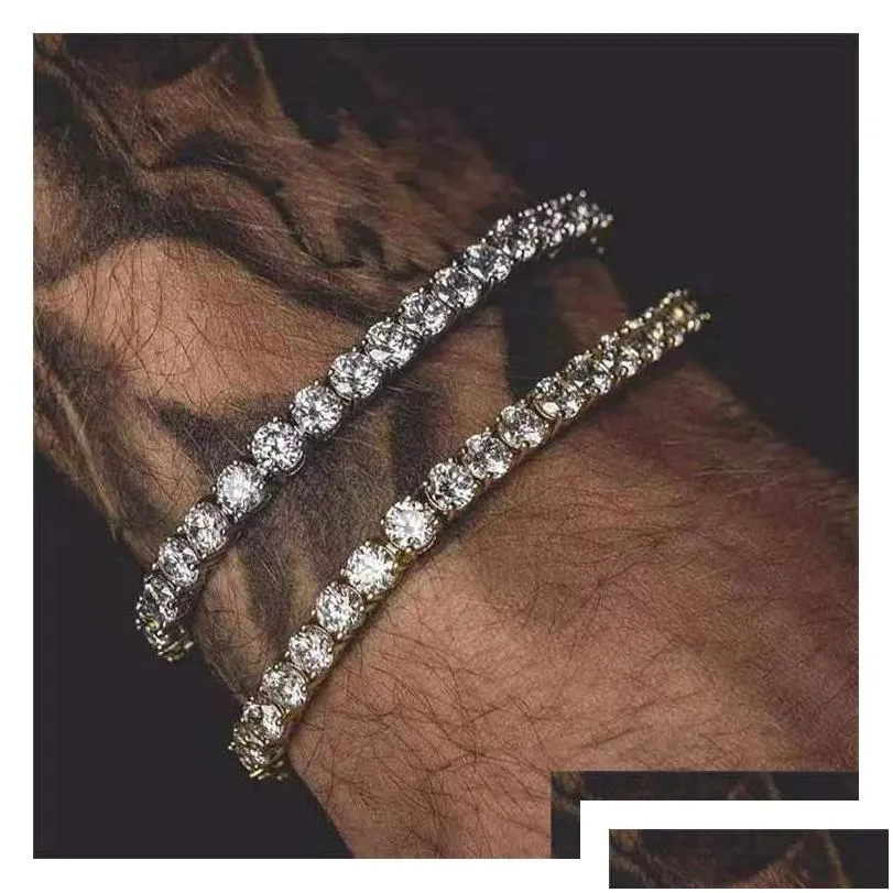 Cuff Cuff 2021 Cubic Zirconia Tennis Bracelet For Women Men Gold Color Iced Out Crystal Charm Bangle Male Bijoux Jewelry Drop Delivery Dhsgv