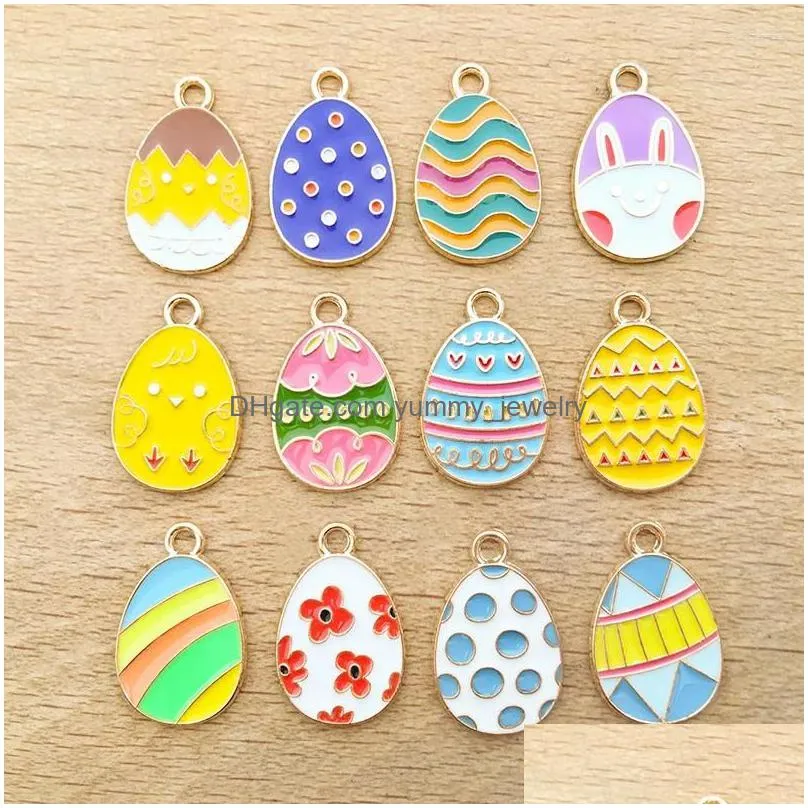 Charms Charms 10Pcs Colorf Cartoon Animal For Jewelry Making Dinosaur Easter Egg Pendants Diy Necklaces Earrings Drop Delivery Jewelry Dhyl0