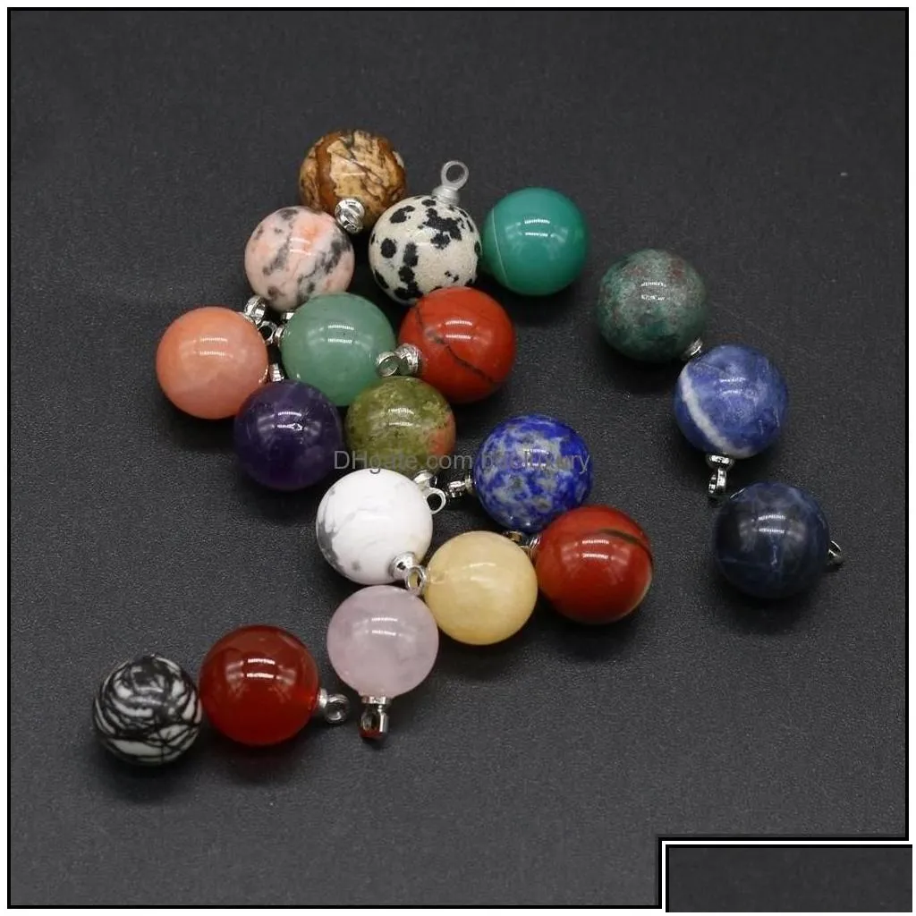 Pendant Necklaces Pendant Necklaces 10Mm Round Ball Natural Stone Rec Reiki Healing Chakra Rose Quartz Crystal Pendo Charms For Neck D Dh80Q