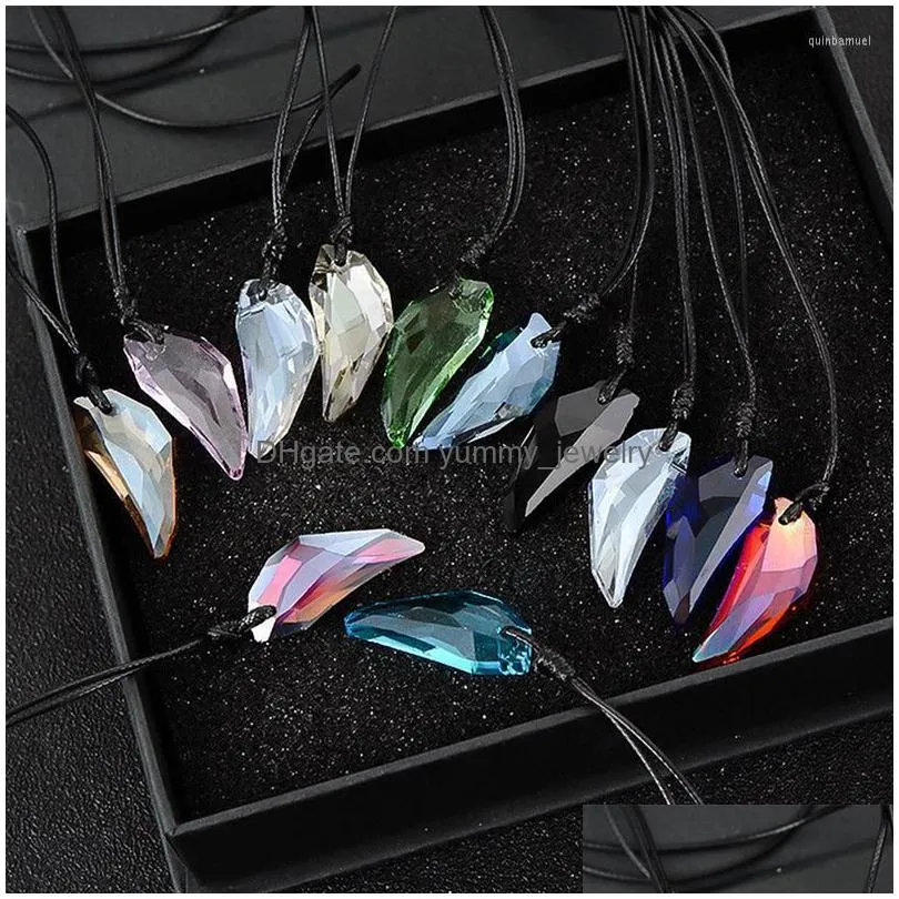 Pendant Necklaces Pendant Necklaces Men And Women Antique Crystal Wolf Fang Tooth Necklace Vintage Rhinestone Jewelery Drop Delivery J Dhm92