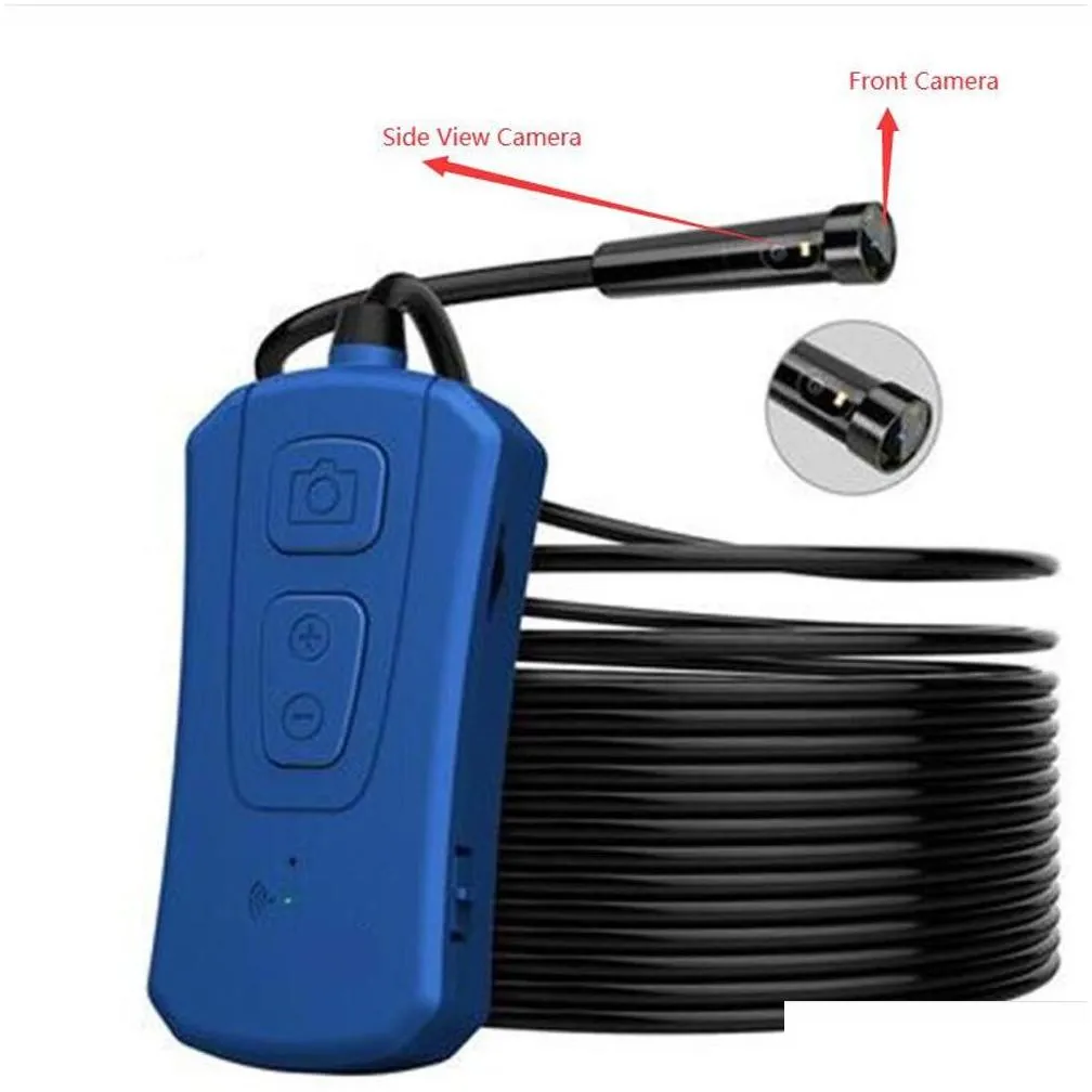 5M Cable Length WiFI Dual Lens Borescope Wireless Endoscope with 7 Adjustable LED Lights Inspection Camera Zoomable Snake Dual Camera