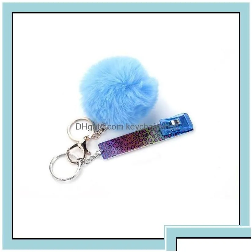 Key Rings Key Rings Card Grabber Household Self Defense Keychains Women Fashion Cute Credit Cards Pler Pompom Acrylic Debit Bank Keyc Dhgvx