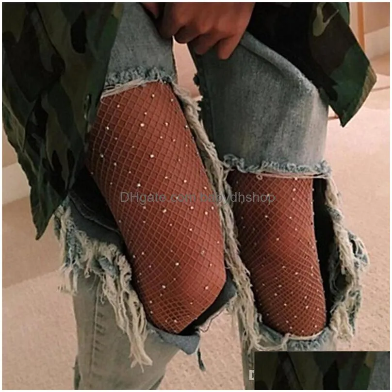 socks girls summer fishnet diamond pantyhose fashion shiny net tights rhinestone mesh nylon stockings tights sox 3 colors