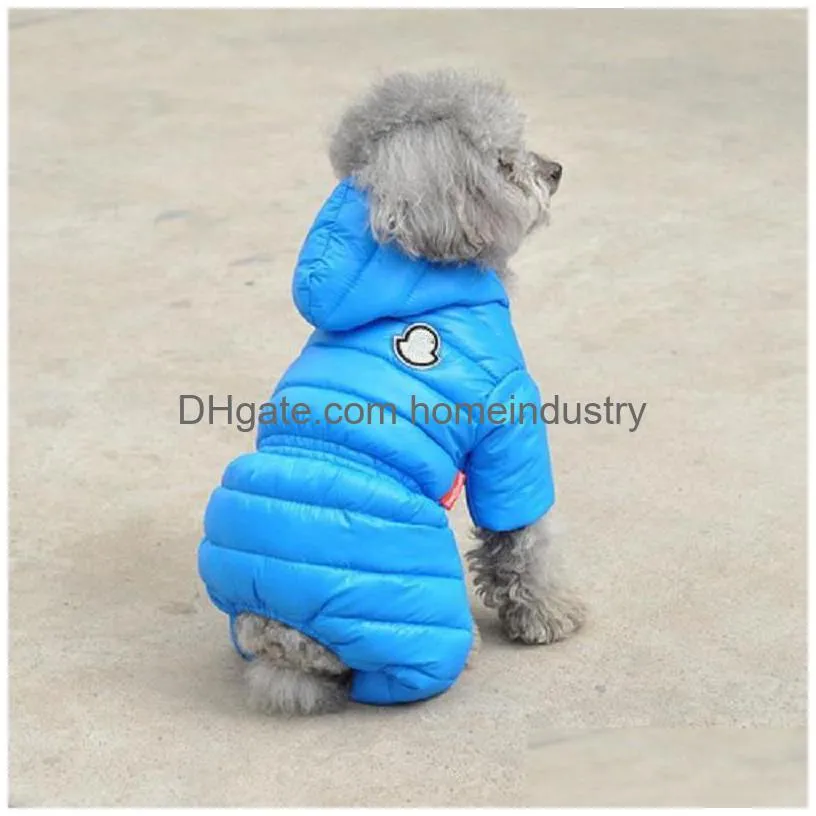 Dog Apparel Designer Dog Clothes Winter Apparel Waterproof Windproof Dogs Coats Warm Fleece Padded Cold Weather Pet Snowsuit For Chihu Dhe0T