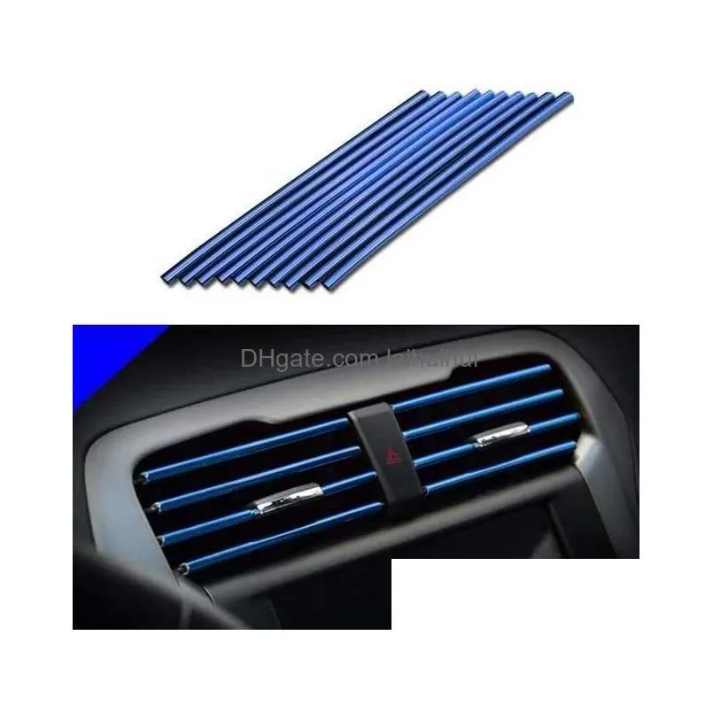 10 pcs 20cm car air conditioner vent outlet trim strip u shape chrome pvc colorful shiny car trim strip for car decoration