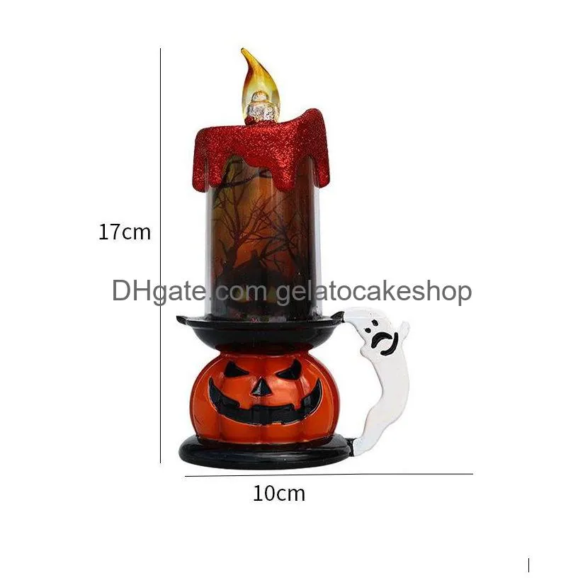 halloween led candles skull pumpkin halloween party atmosphere decoration night glowing lamp plastic battery operated flameless